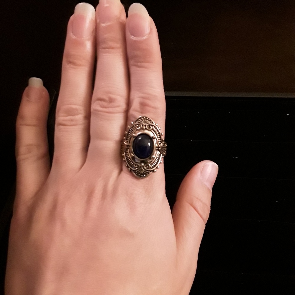 Deep blue beautiful stone ring